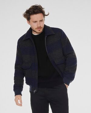 Plaid Boucle Bomber Jacket