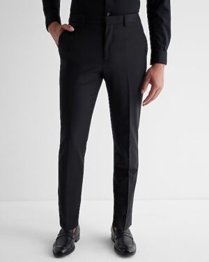 Extra Slim Black Wool-Blend Washable Modern Tech Suit Pant