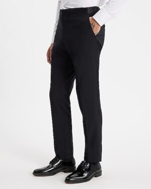 Slim Black Performance Stretch Wool-Blend Tuxedo Pant