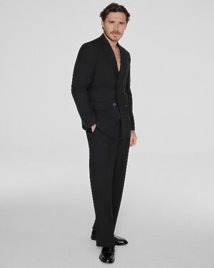 Relaxed Black Stretch Suit Pant