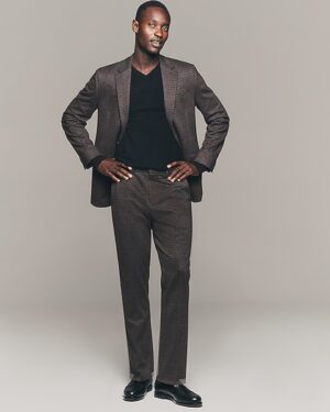 Slim Houndstooth Flannel Knit Suit Pant