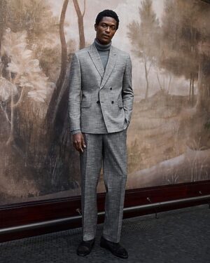 Relaxed Pleated Heather Grey Suit Pant
