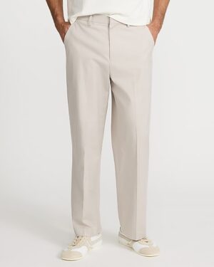 Baggy Light Khaki Linen-Blend Dress Pant
