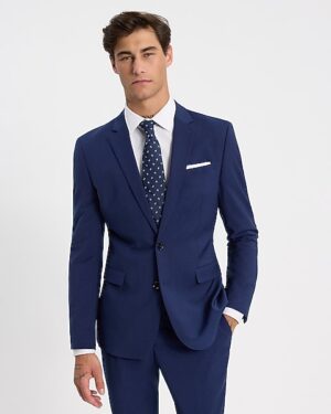 Slim Blue Wool-Blend Washable Modern Tech Suit Jacket