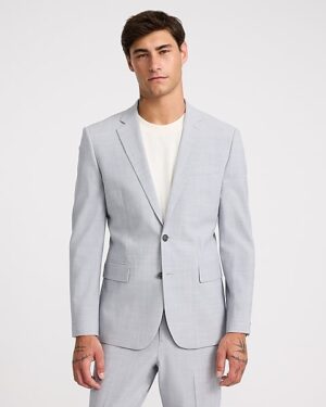 Extra Slim Light Gray Wool-Blend Washable Modern Tech Suit Jacket