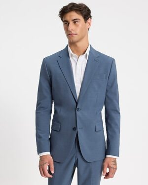 Slim Dusty Blue Wool-Blend Washable Modern Tech Suit Jacket