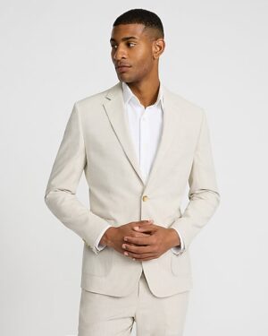 Extra Slim Plaid Khaki Linen-Blend Suit Jacket