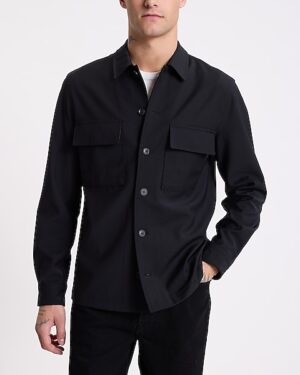 Slim Washable Double Pocket Suit Shirt Jacket