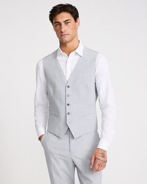 Slim Light Gray Washable Modern Tech Suit Vest