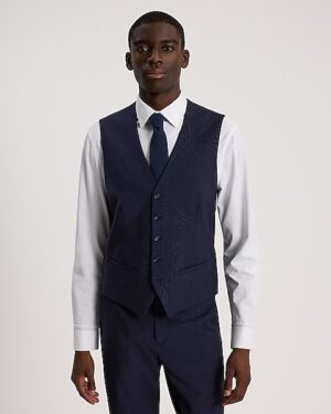 Extra Slim Navy Wool-Blend Washable Modern Tech Suit Vest
