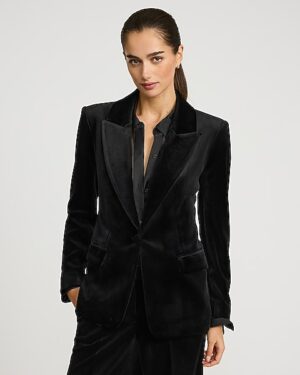 Velvet Long Slim Blazer