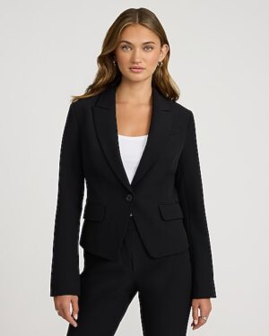 Studio Stretch Twill Cropped Fitted Cutaway Blazer