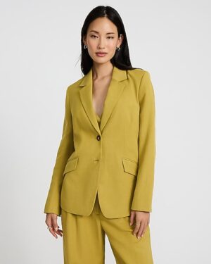 Linen-Blend Two Button Relaxed Blazer