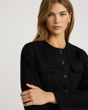 Boucle Crew Neck Multi Pocket Jacket