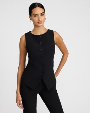 Studio Stretch Twill Boat Neck Cutaway Blazer Vest