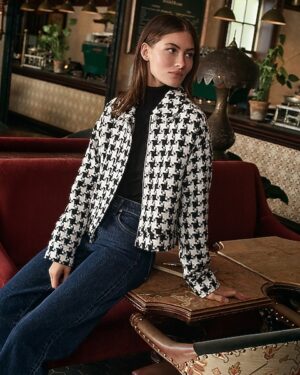 Houndstooth Collared Jacket