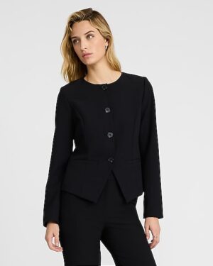 Studio Stretch Twill Crew Neck Cutaway Blazer