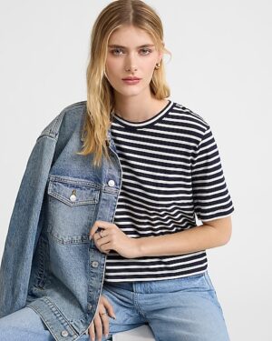Striped Crew Neck Short Sleeve Boyfriend Tee