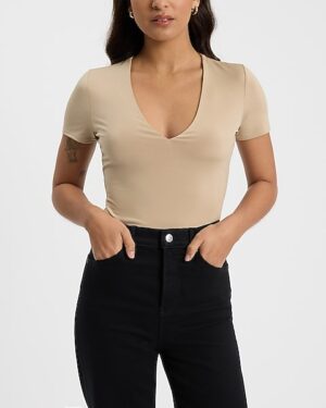 Body Contour Compression V-Neck Short Sleeve Bodysuit