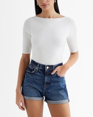 Supersoft Fitted Boat Neck Elbow Sleeve Tee