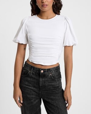 Puff Sleeve Corset Cropped Tee