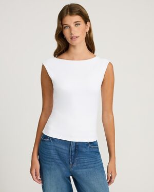 Body Contour High Compression Boat Neck Open Back Tee