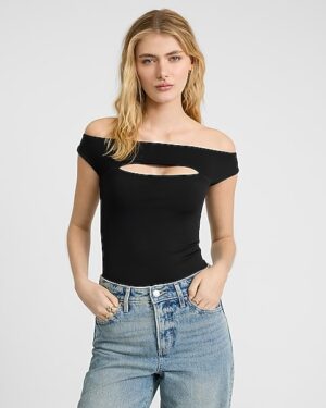 Body Contour High Compression Off The Shoulder Cutout Bodysuit