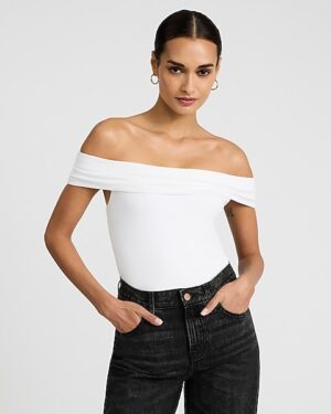 Body Contour Stretch Cotton Off The Shoulder Bodysuit