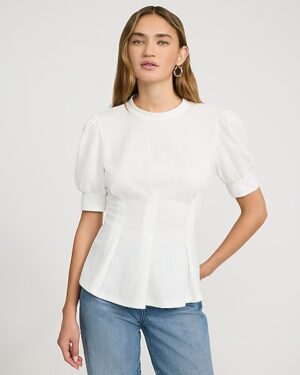 Puff Sleeve Pleated Peplum Top
