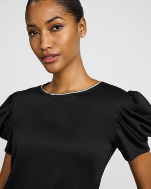 Embellished Crew Neck Puff Sleeve Tee