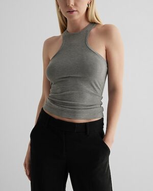 Essential Fitted Ribbed High Neck Sleeveless Tank