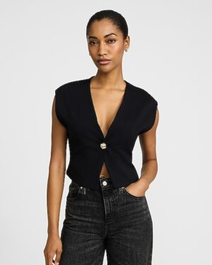 V-Neck Novelty Button Knit Vest
