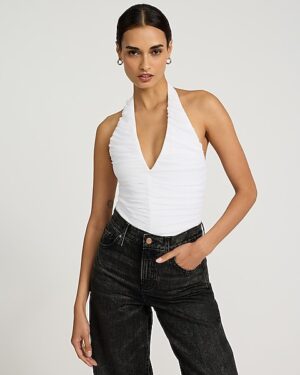 Ruched Halter Neck Bodysuit