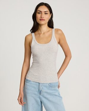 Essential Fitted Ribbed Scoop Neck Sleeveless Tank
