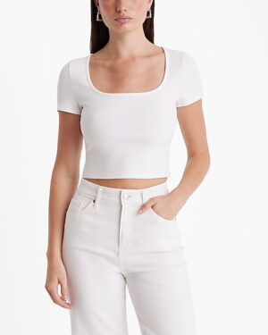Fitted Ribbed Square Neck Baby Tee