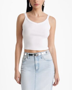 Fitted Scoop Neck Cropped Tank