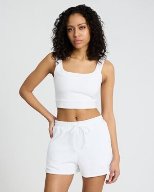 Body Contour Stretch Cotton Square Neck Cropped Tank