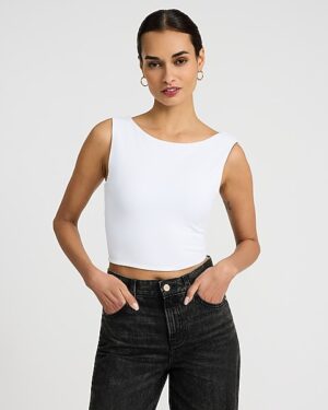 Body Contour High Compression Reversible Boat Neck Cropped Tank
