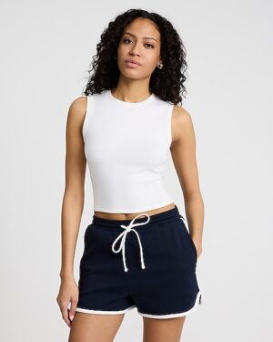 Fitted Ribbed Crew Neck Tank