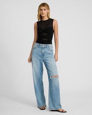 Fitted Mesh Crew Neck Twist Front Bodysuit
