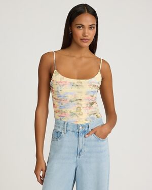 Floral Scoop Neck Ruched Tank