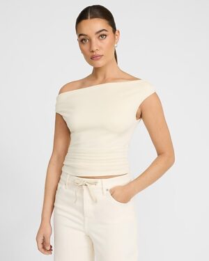 Asymmetrical Off The Shoulder Ruched Tank