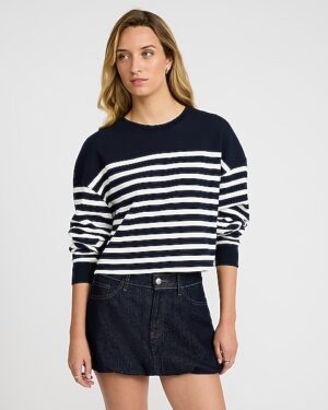 Boxy Striped Fleece Sweatshirt