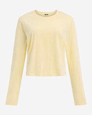 Cotton Crew Neck Long Sleeve Boyfriend Tee