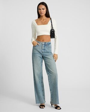 Body Contour Stretch Cotton Ruched Shoulder Cropped Tee
