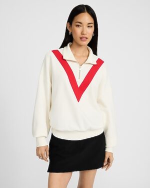 Relaxed Striped Quarter Zip Sweatshirt