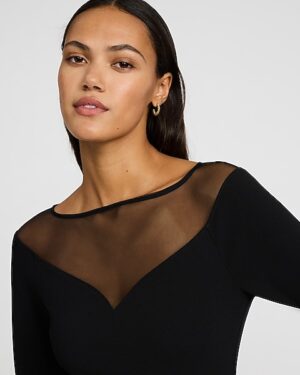 Mixed Media Boat Neck Bodysuit