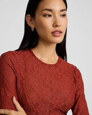 Lace Crew Neck Long Sleeve Bodysuit