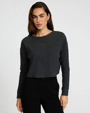 Cozy Ribbed Crew Neck Long Sleeve Tee