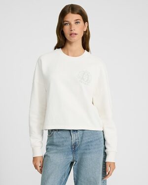 Crest Graphic Crew Neck Fleece Sweatshirt